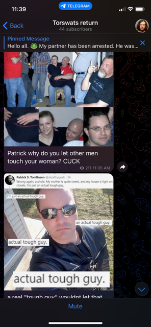 A dedicated ‘swatting’ channel on Telegram has made explicit threats and derogatory posts about author Patrick S Tomlinson
