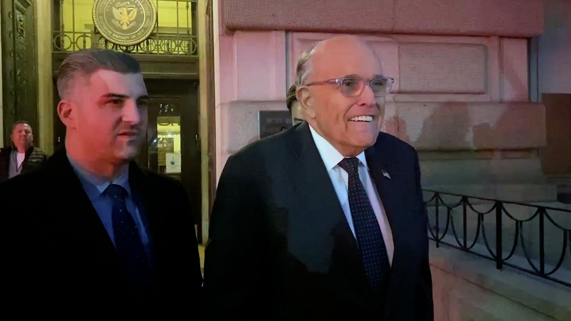 Rudy Giuliani outside bankruptcy court in Manhattan on Wednesday