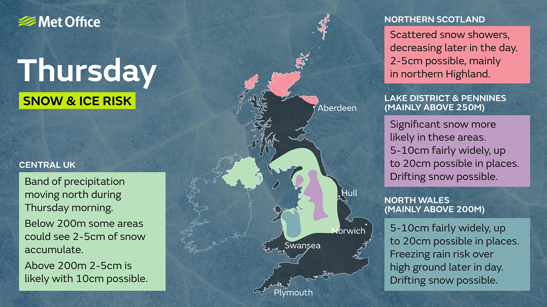 Met Office map shows snow and ice risk on Thursday