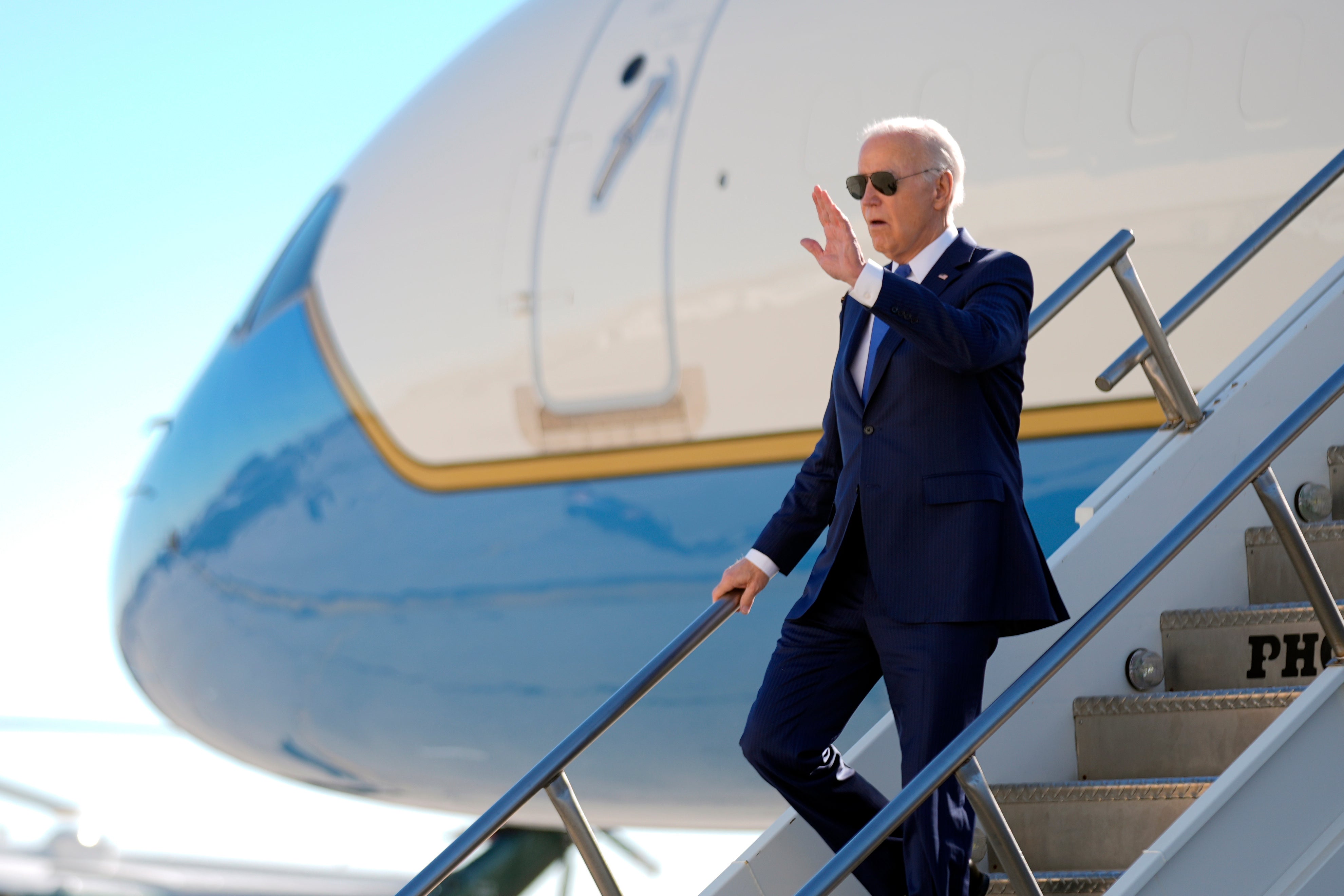 President Joe Biden arrives into New York for campaign events