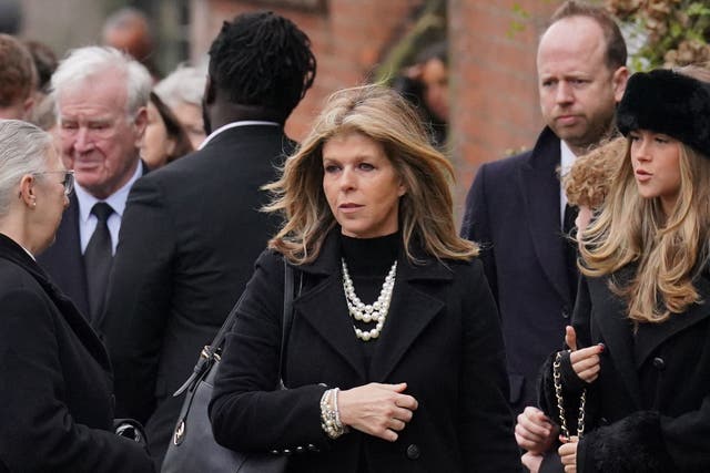 <p>Kate Garraway outside the funeral service of her husband Derek Draper (Jonathan Brady/PA)</p>