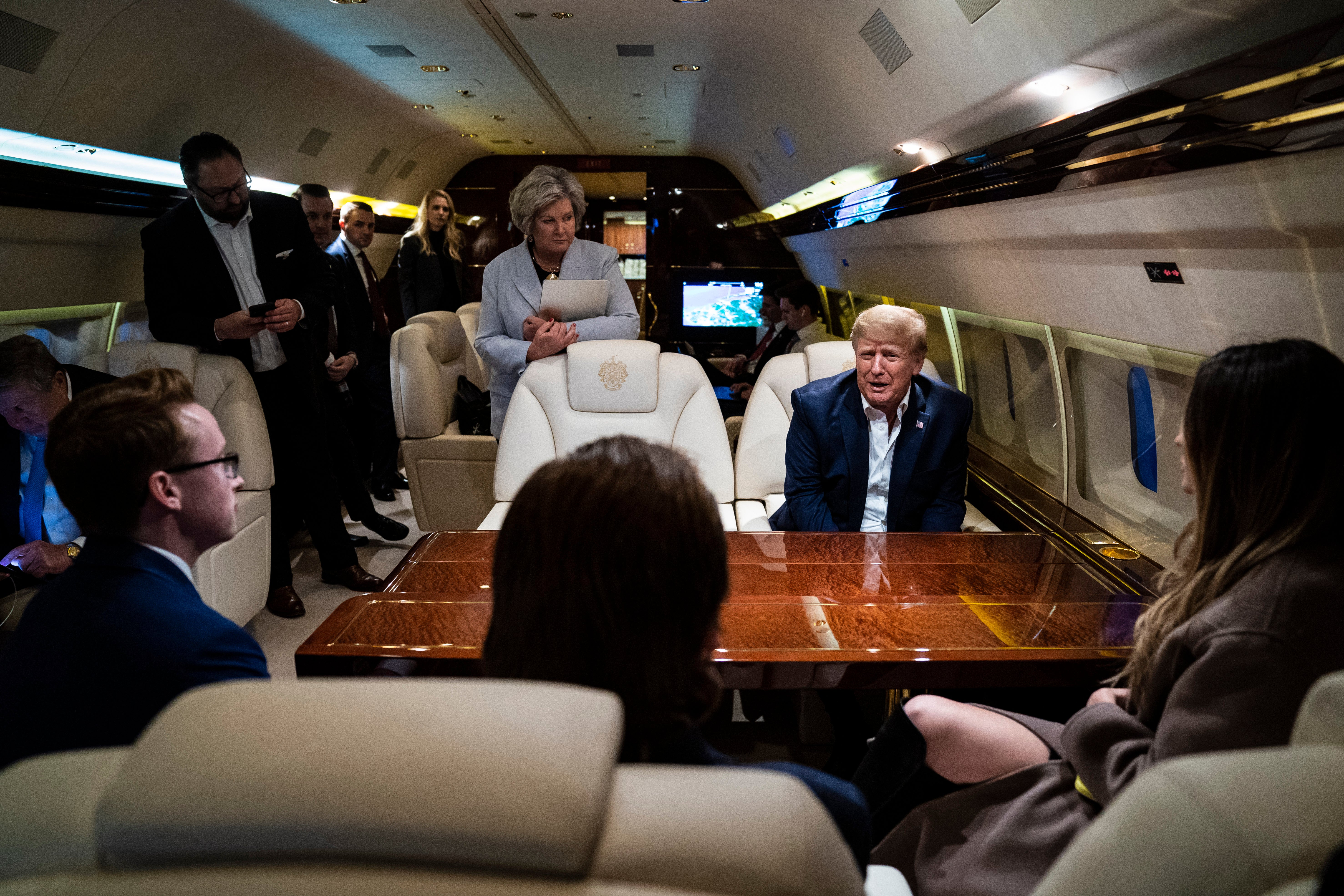Trump talks strategy on a plane back from New Hampshire, with Wiles not too far away