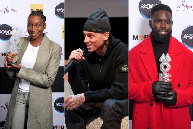 <p>L-R: Mobo winners Little Simz, Central Cee and Ghetts</p>