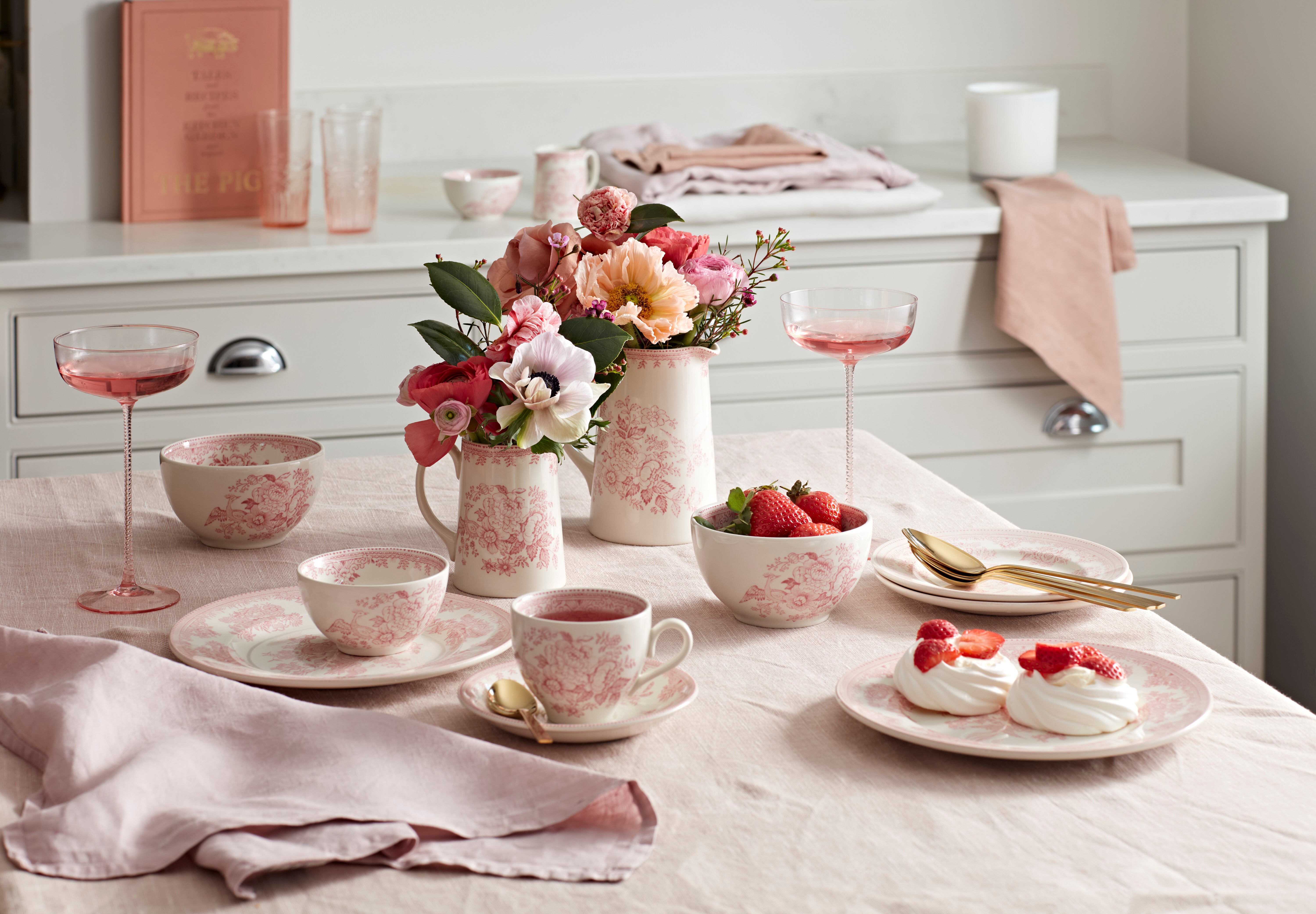 A balanced, eclectic feel: the Pink Asiatic Pheasant collection from Burleigh Pottery