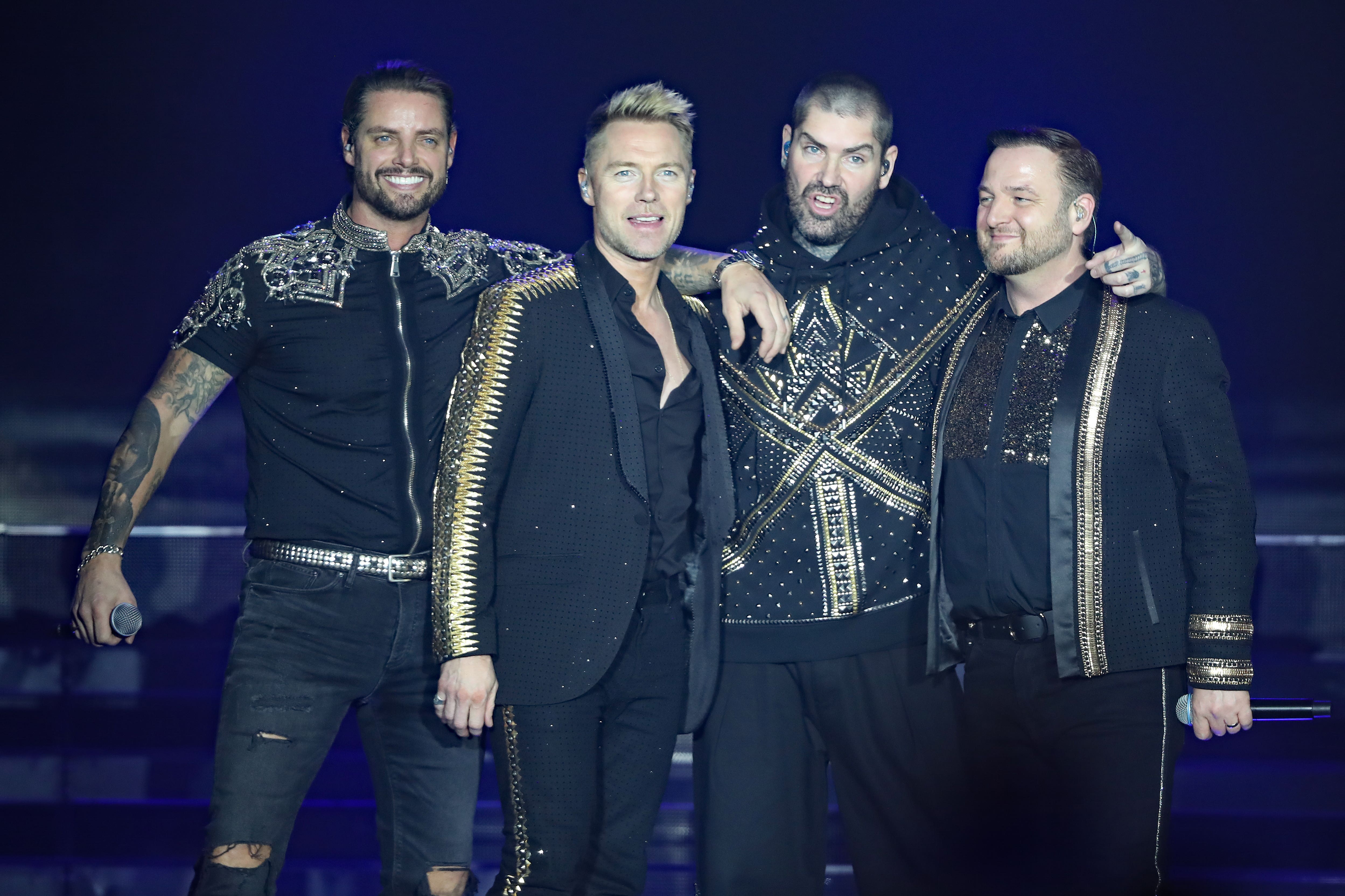 <p>Boyzone members Keith Duffy, Ronan Keating, Shane Lynch and Mikey Graham </p>