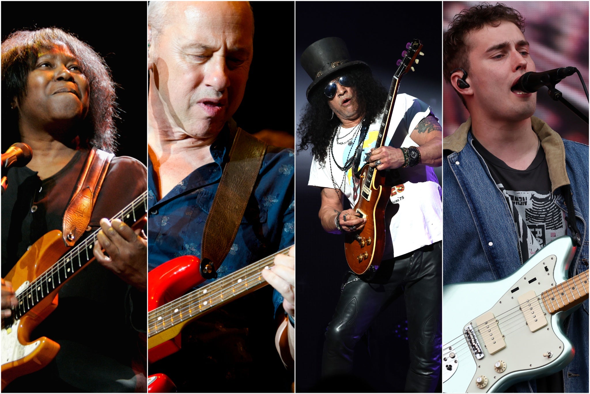 L-R: Joan Armatrading, Mark Knopfler, Slash and Sam Fender