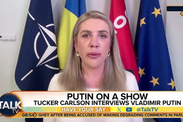 <p>Putin allowing Tucker Carlson to interview him to ‘push propaganda,’ says Ukrainian MP.</p>