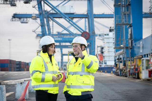 <p>Labour leader Sir Keir Starmer and shadow chancellor Rachel Reeves on a visit to Tilbury Freeport, Essex, in November 2023</p>