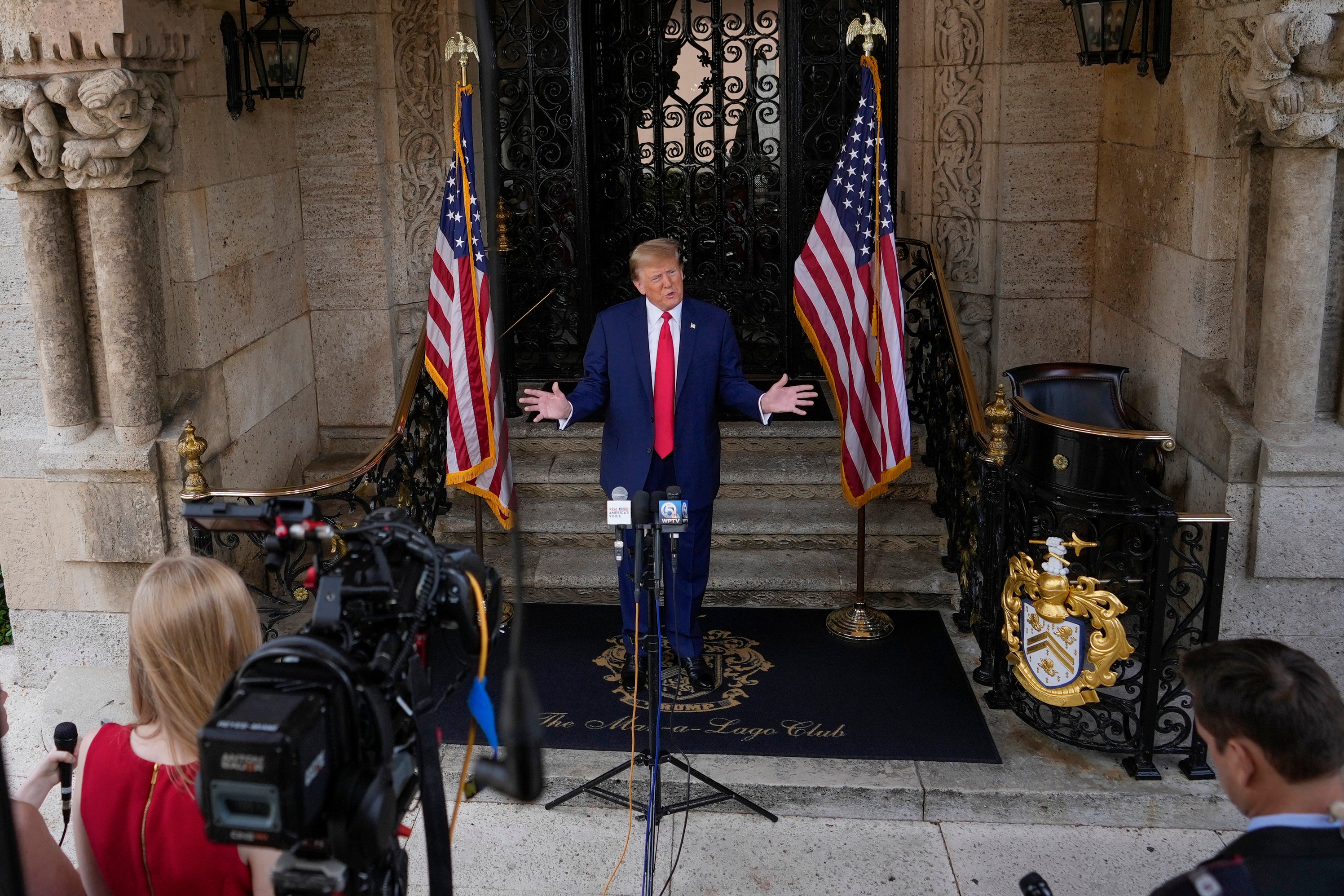 Trump speaks at his Mar-a-Lago estate on Thursday
