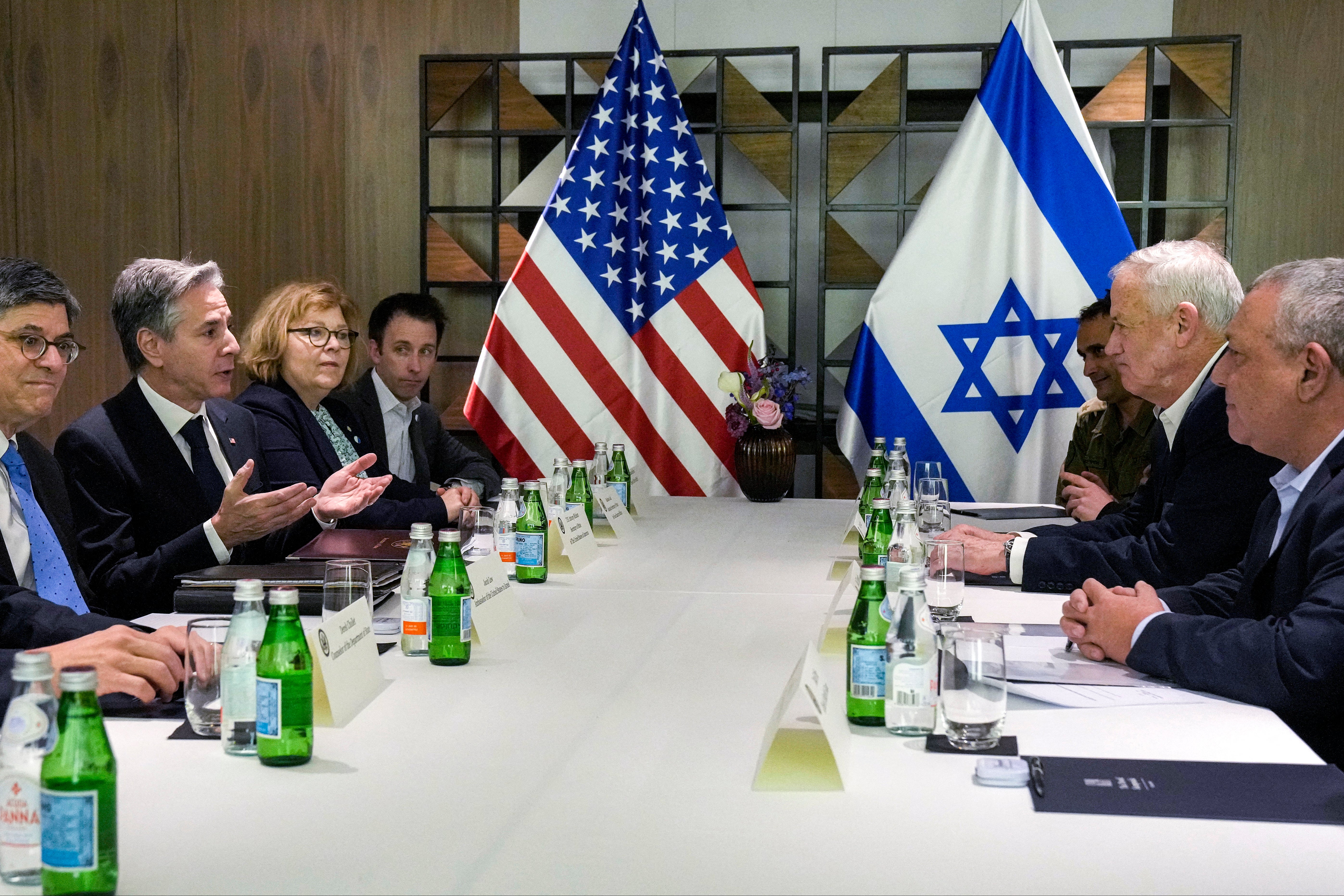 US Secretary of State Antony Blinken, second on the left, with members of Israel’s war cabinet