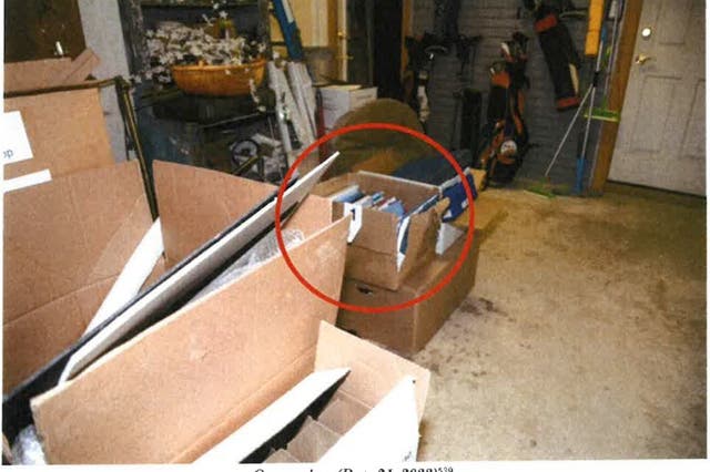 <p>Box containing documents found in Biden’s garage</p>