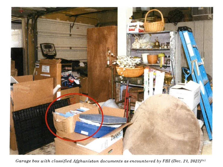 Circled box in garage where Afghanistan documents found