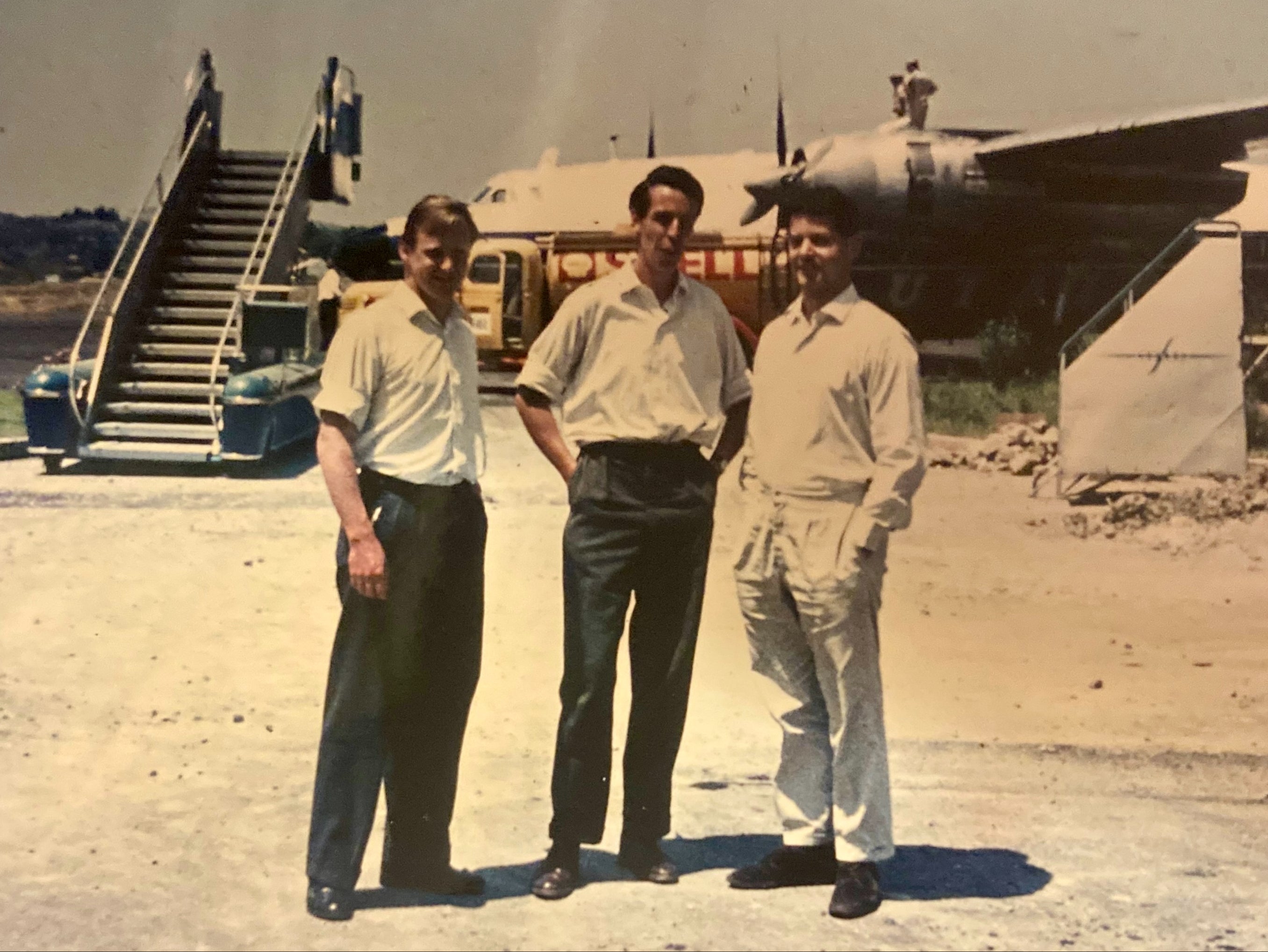 Going places: Colin Murison Small (right) at Corfu airport in 1965