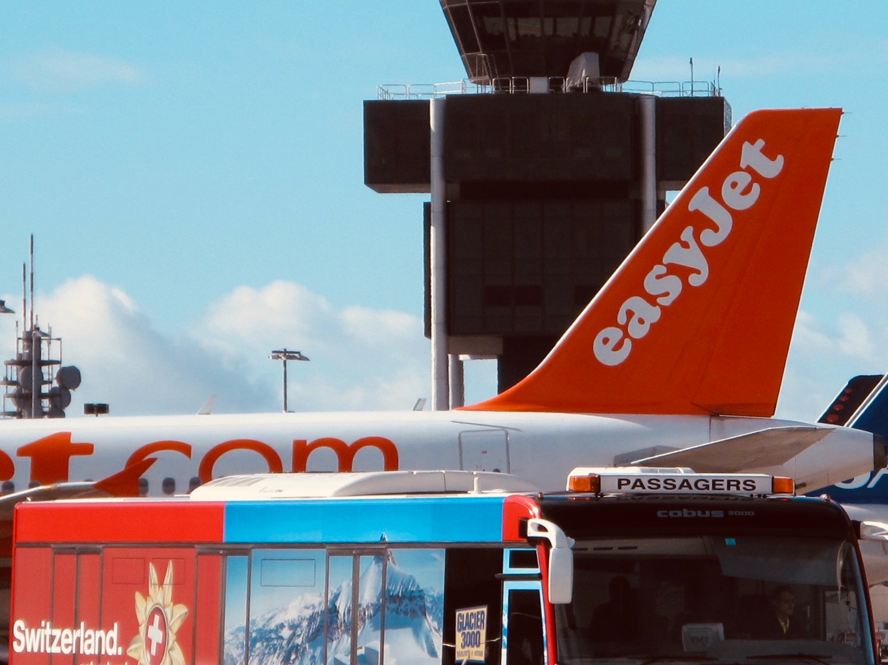 Final destination: easyJet aircraft at Geneva airport in Switzerland, where the flight from Edinburgh landed safely (file photo)