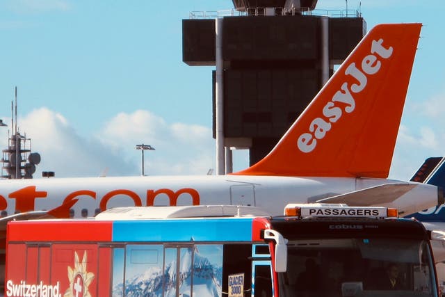 <p>Final destination: easyJet aircraft at Geneva airport in Switzerland, where the child eventually arrived after being turned away from a first flight</p>