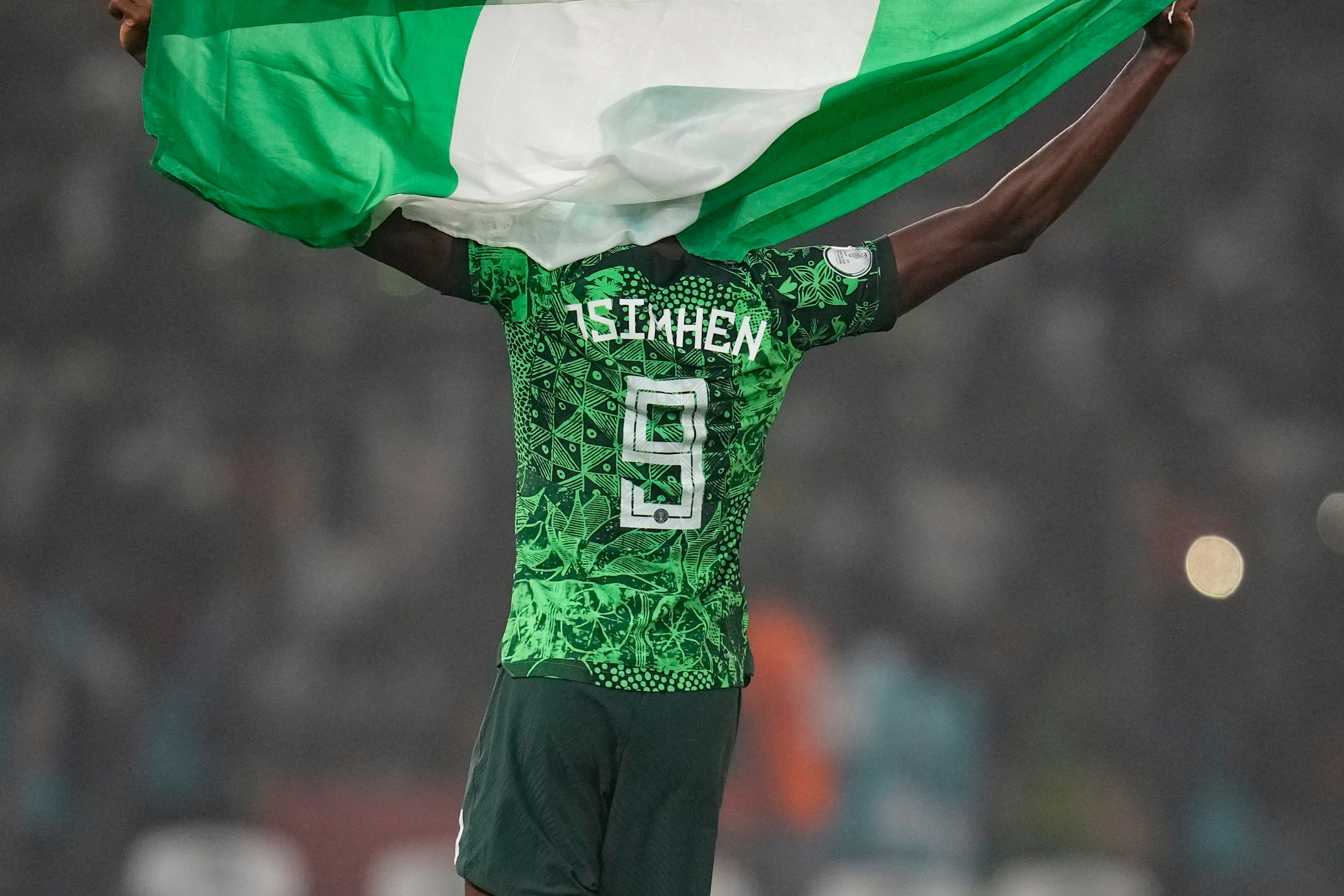 Victor Osimhen celebrates after Nigeria defeated South Africa in the African Cup of Nations semi-final