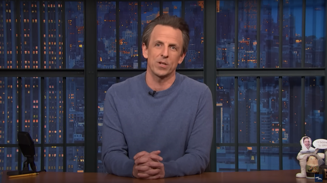 <p>Seth Meyers said that Trump’s claim that if he is taken off the ballot would be bad from democracy is without any sense of ‘irony or self-awareness’ </p>