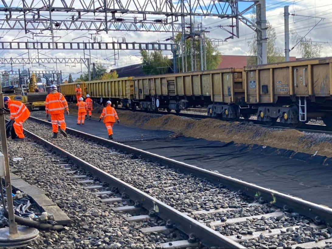 Orange alert: Network Rail staff working on lines in the Midlands