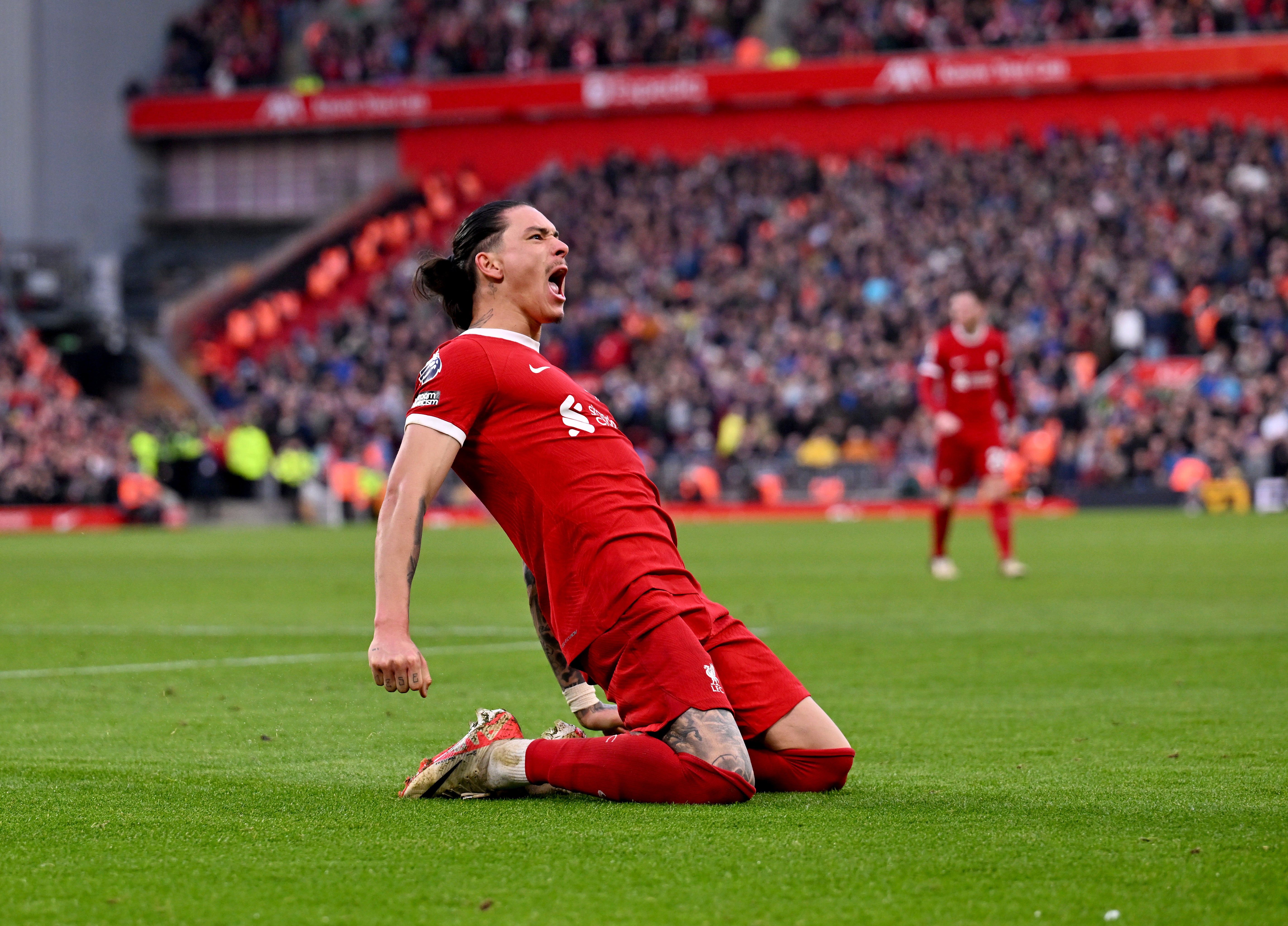 Nunez celebrates after scoring Liverpool’s third goal