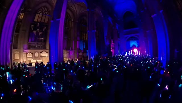 <p>Watch: Church of England holds first-ever silent disco at Canterbury Cathedral to ‘attract younger people’.</p>