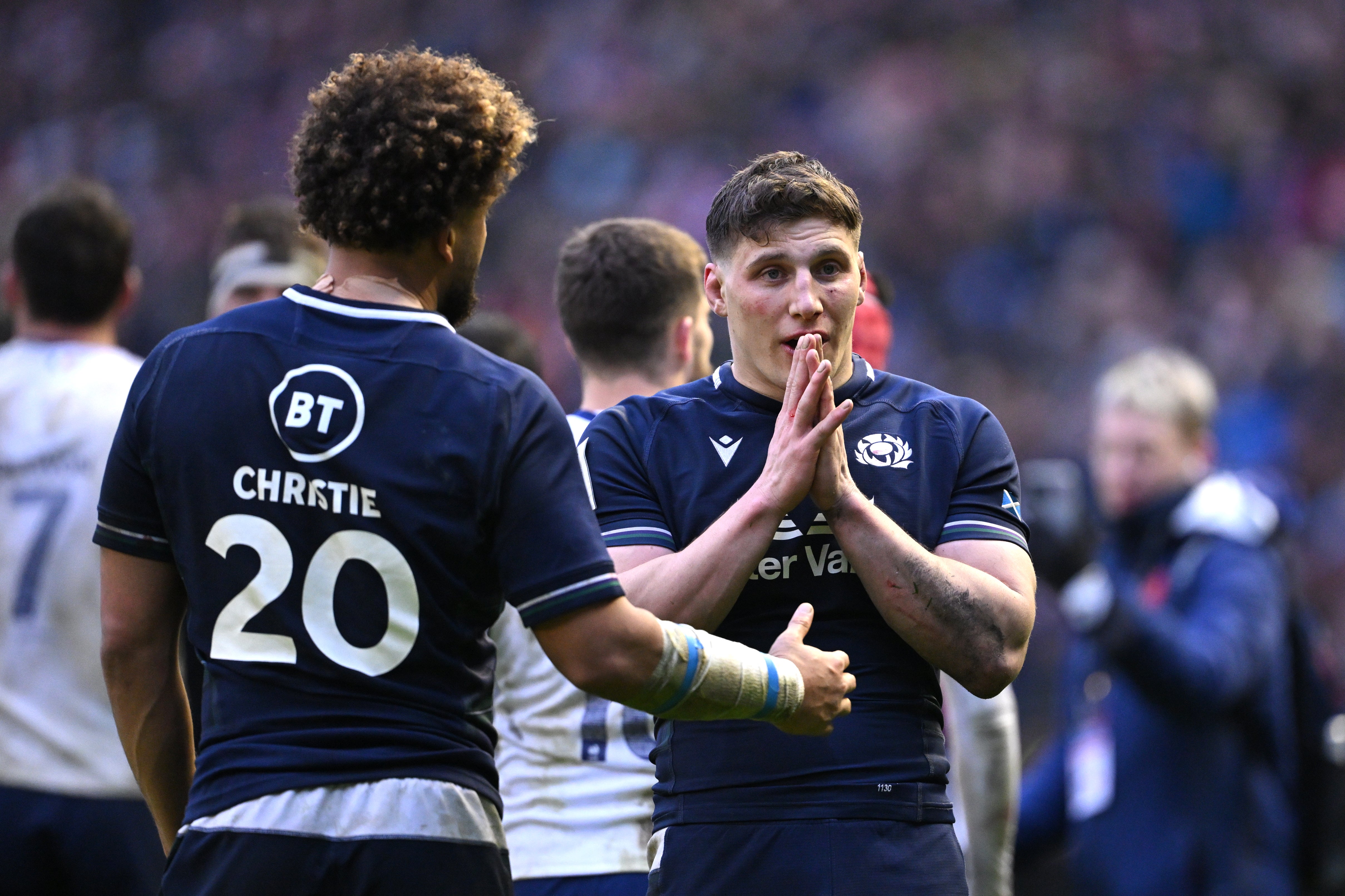 Rory Darge reacts following Scotland’s defeat by France