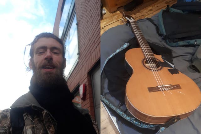 Busker Jesse Geaney was reunited with his lost guitar thanks to the ‘power of social media’ (Jesse Geaney/PA)