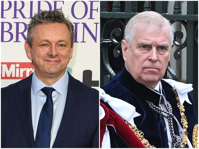 <p>Michael Sheen Prince Andrew</p>