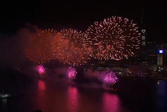 <p>Hong Kong celebrates Chinese New Year with dazzling firework display over Victoria Harbour.</p>