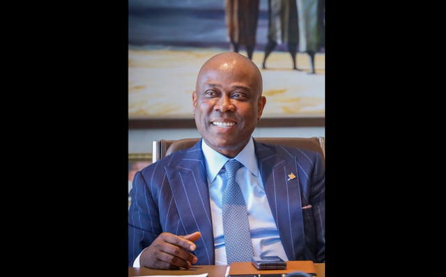 <p>Herbert Wigwe, CEO of Access Bank, in his Lagos, Nigeria office. Mr Wigwe, his wife and son were killed in a helicopter crash on Friday(AP Foto/Ayodeji Owolabi)</p>