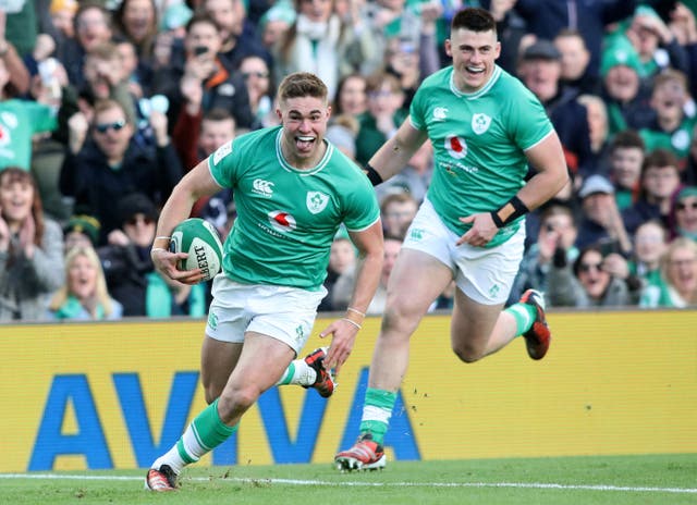 <p>Jack Crowley scored his first try for Ireland as Andy Farrell’s men eased to victory</p>