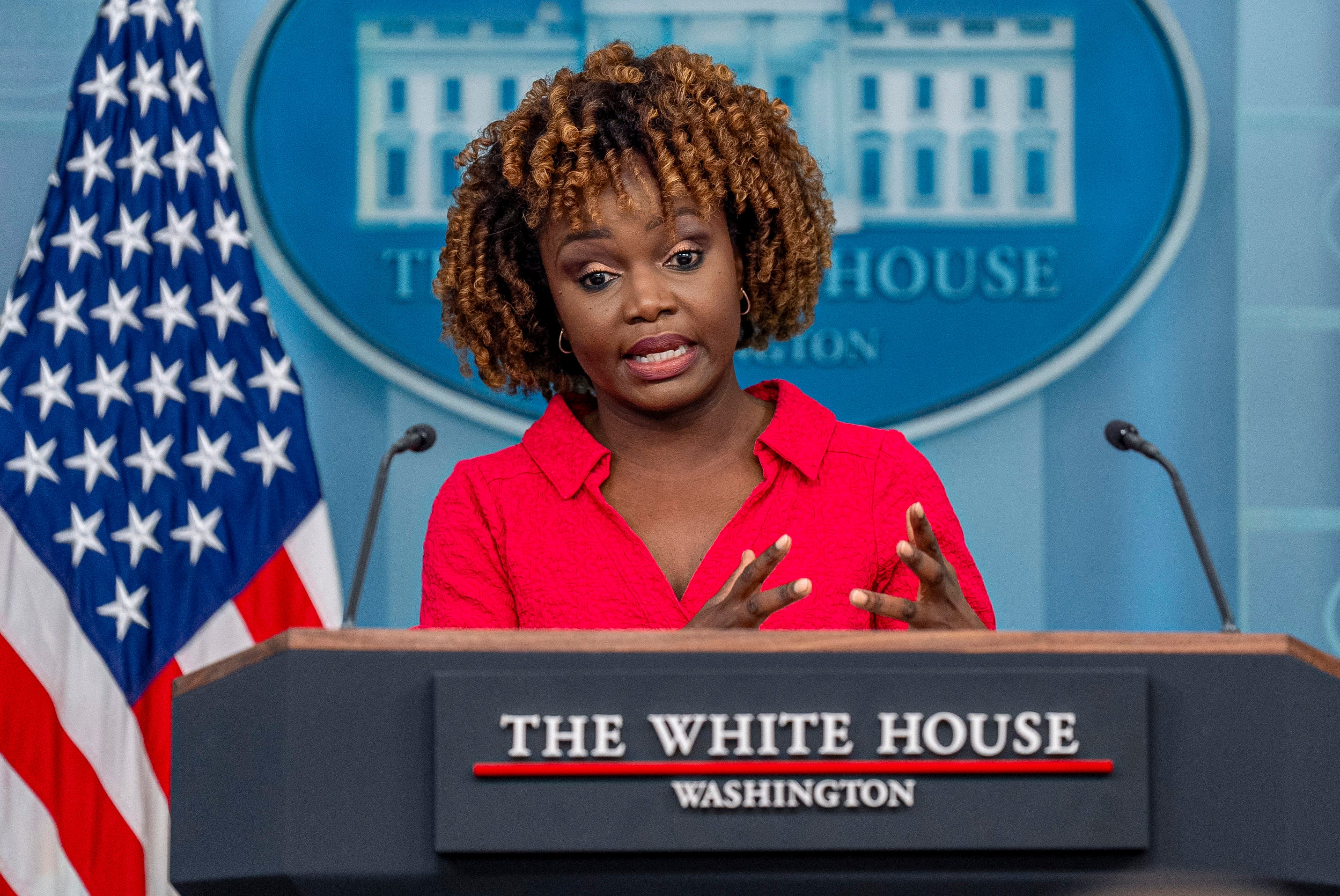 <p>Karine Jean-Pierre told reporters that President Joe Biden’s foreign aid memo does not introduce any new standards</p>