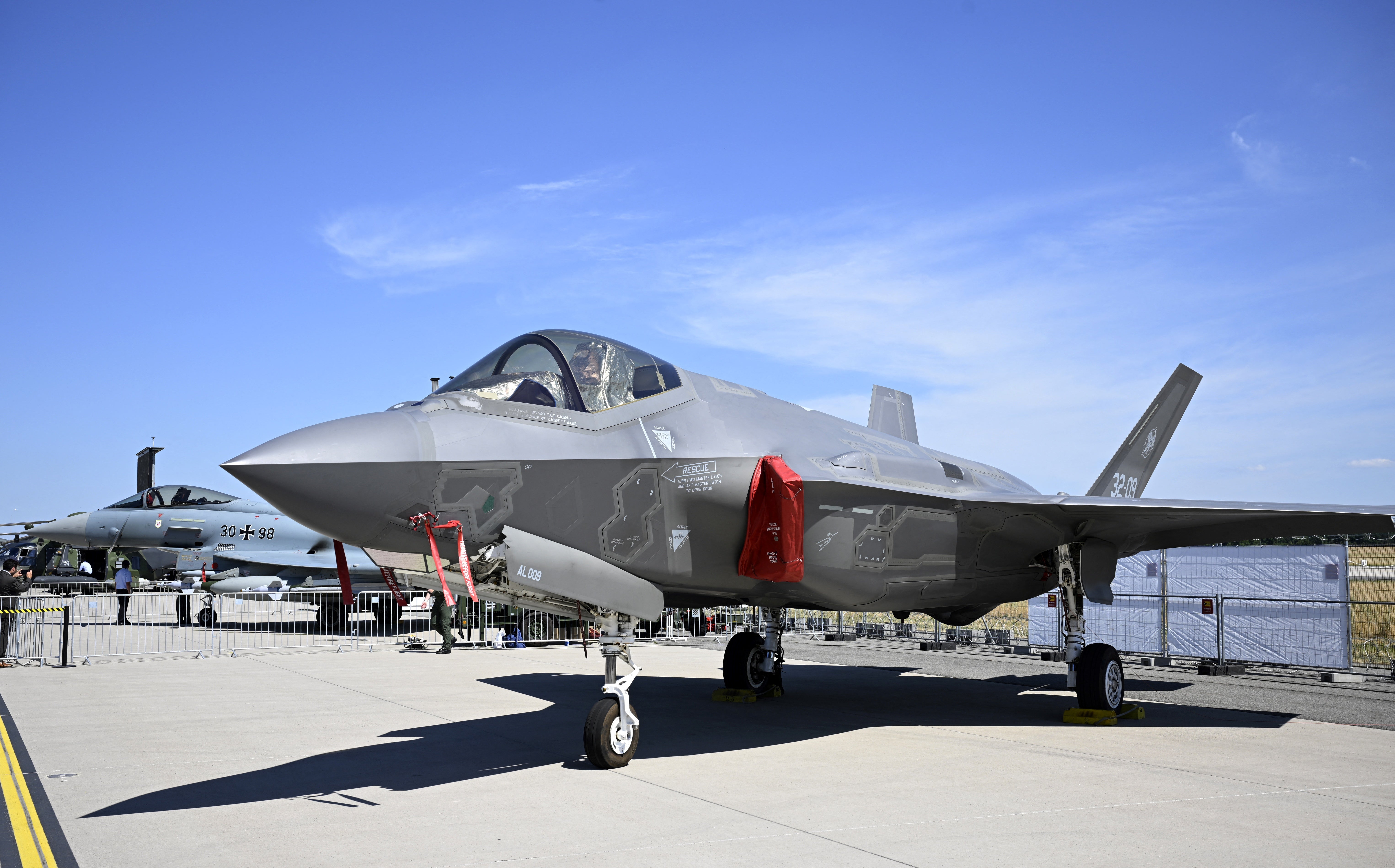 <p>File: A Lockheed Martin F-35 fighting jet is pictured at the ILA Berlin Air Show</p>