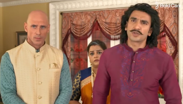 <p>Bollywood actor Ranveer Singh features in an advert with Johnny Sins  </p>