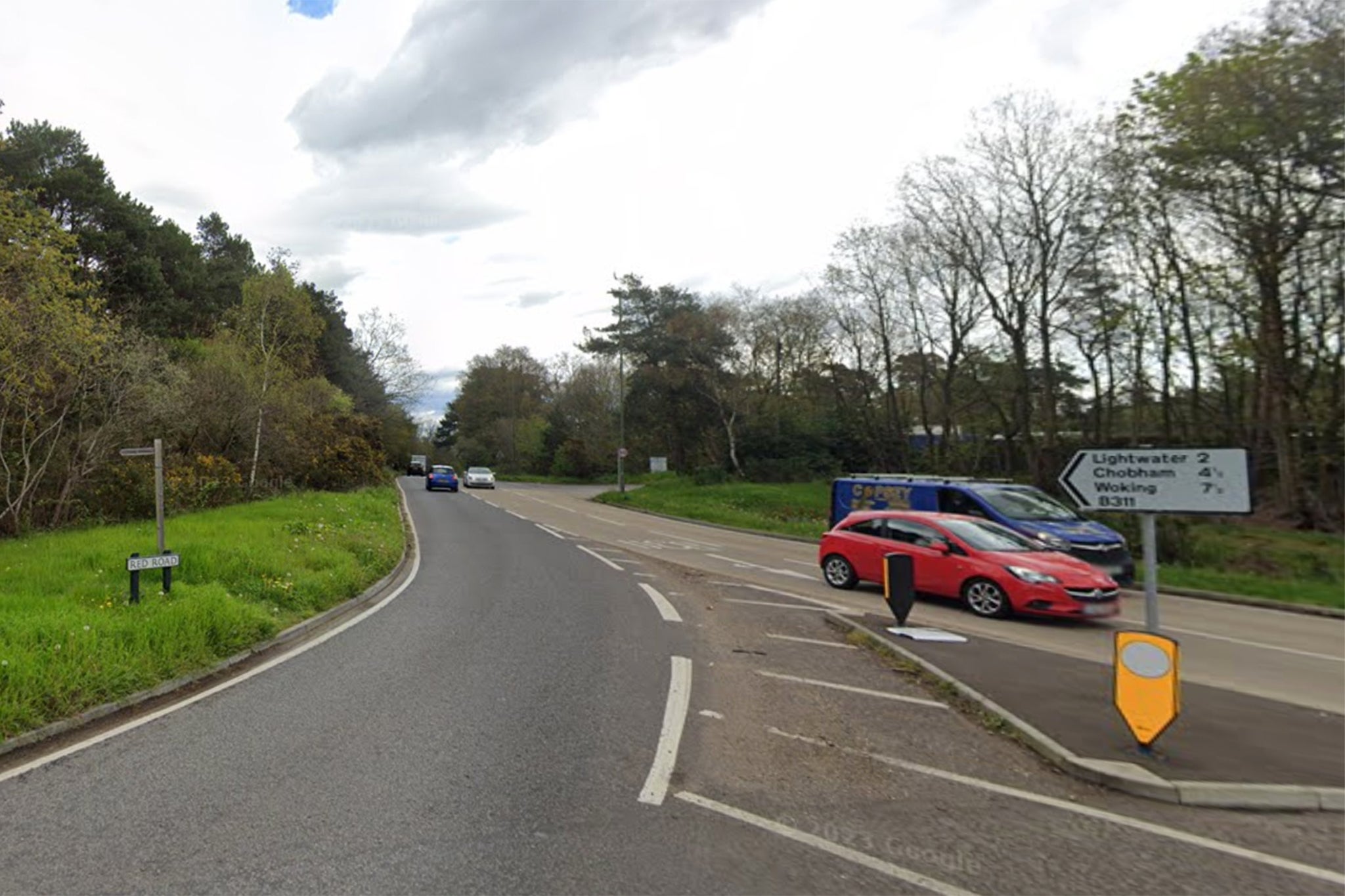 A section of Red Road near Lightwater was closed after Sunday night’s crash