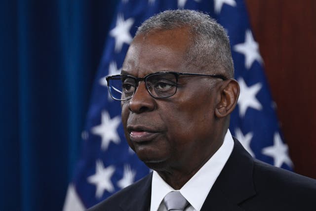 <p>S Defense Secretary Lloyd Austin speaks during a press conference at the Pentagon in Washington, DC, on February 1, 2024</p>