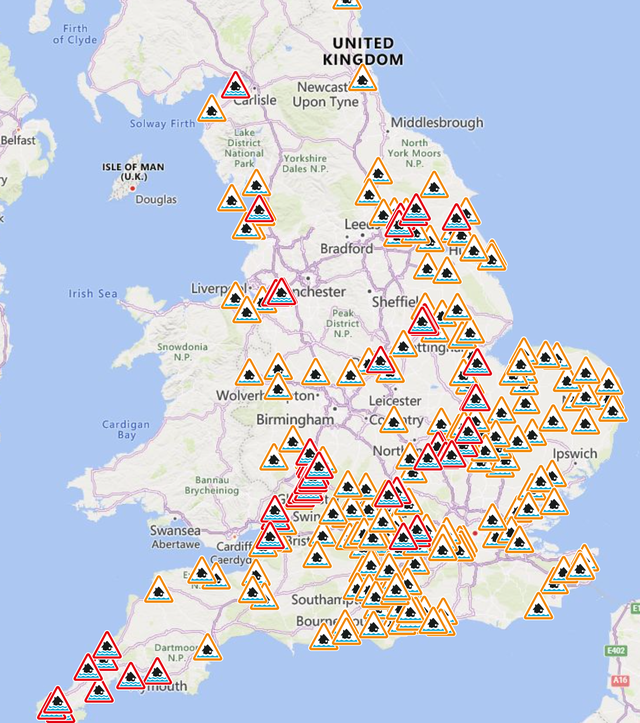 UK weather: Hundreds of flood alerts issued as Britain braces for week ...