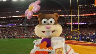 SpongeBob character reports from Super Bowl sideline on Nickelodeon