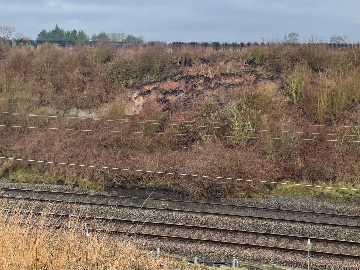 On the slide: landslip blocking the main line between Rugby and Coventry