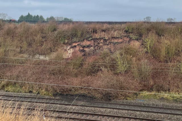 <p>On the slide: landslip blocking the main line between Rugby and Coventry</p>