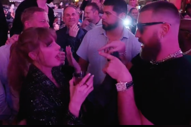 <p>Taylor Swift dancing with boyfriend Travis Kelce at the Super Bowl after-party </p>