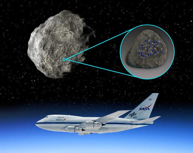 <p>Using data from NASA’s Stratospheric Observatory for Infrared Astronomy (SOFIA), Southwest Research Institute scientists have discovered, for the first time, water molecules on the surface of an asteroid</p>