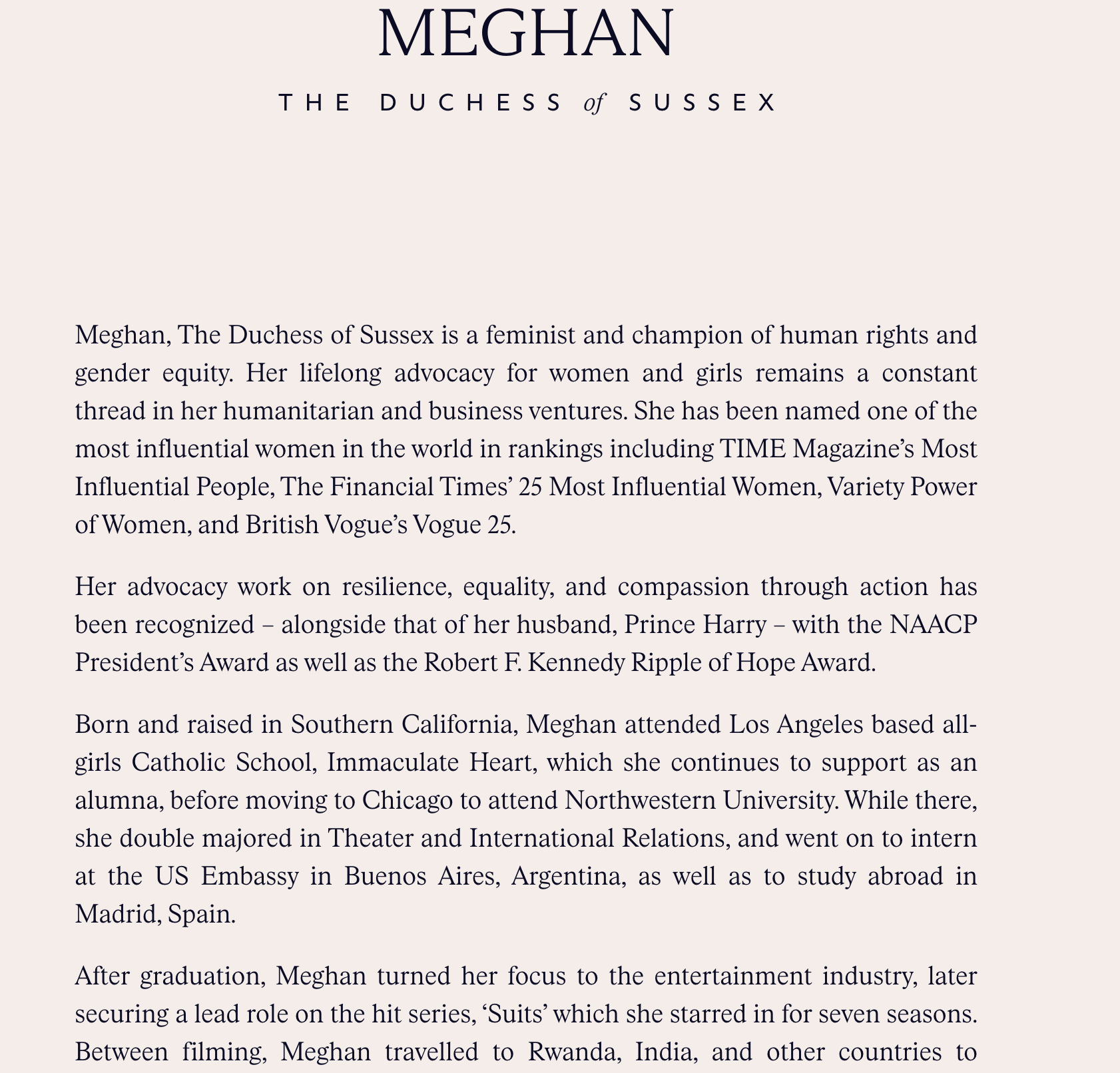 Meghan’s profile details the book she published to raise money for the victims of the Grenfell Tower fire