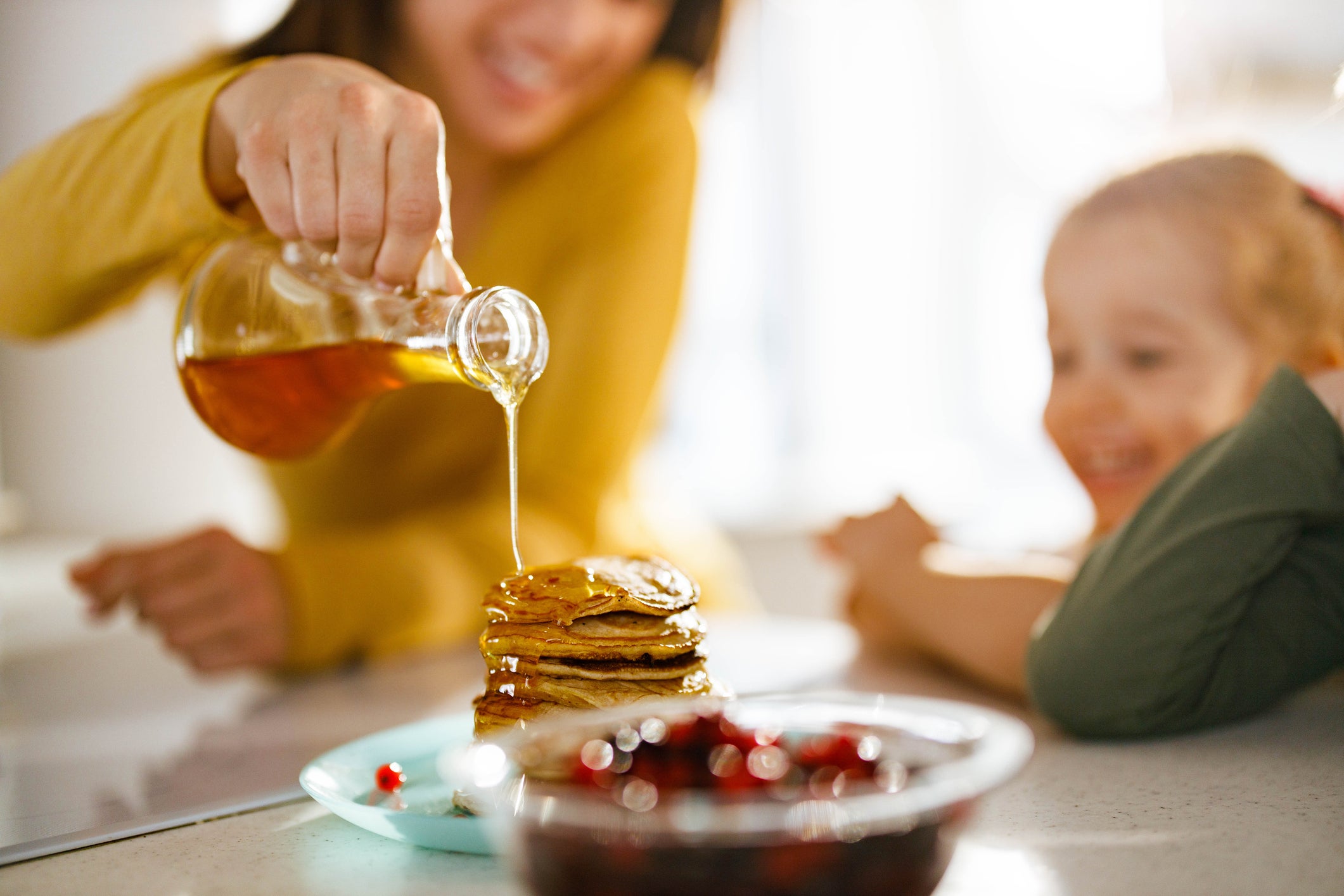 Unsalted butter is the best thing to use when lubricating your pan for the best pancakes!