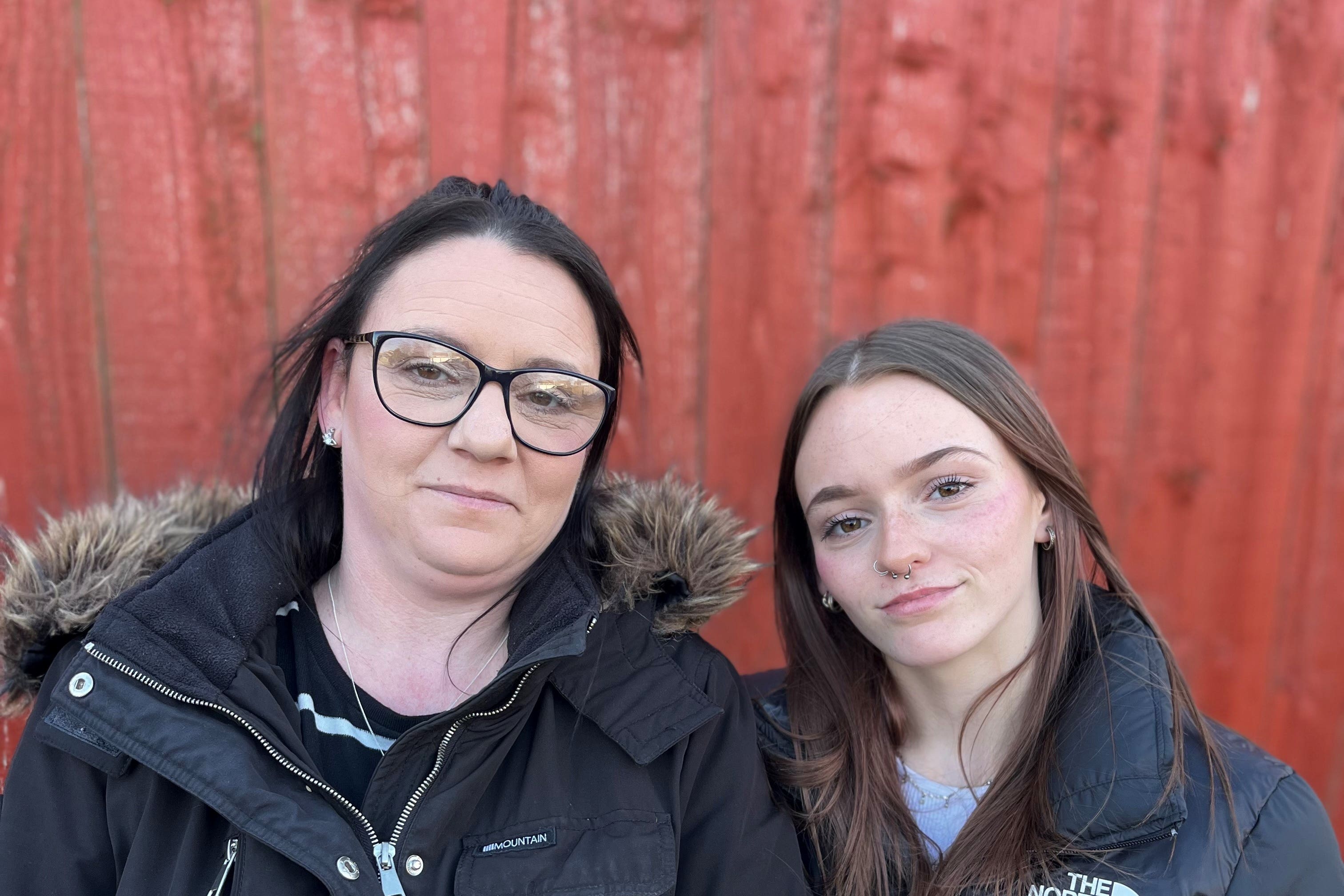 Post Office clerk Jacqueline Falcon (left), whose fraud conviction has been overturned by the Court of Appeal in the light of the Horizon system debacle, pictured with her 17-year-old daughter Summer, near their home in Hadston, Northumberland (Tom Wilkinson/PA)