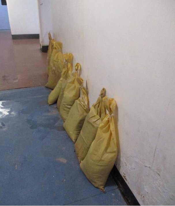 Staff used sandbags and wellington boots to cope with flooding in the segregation unit