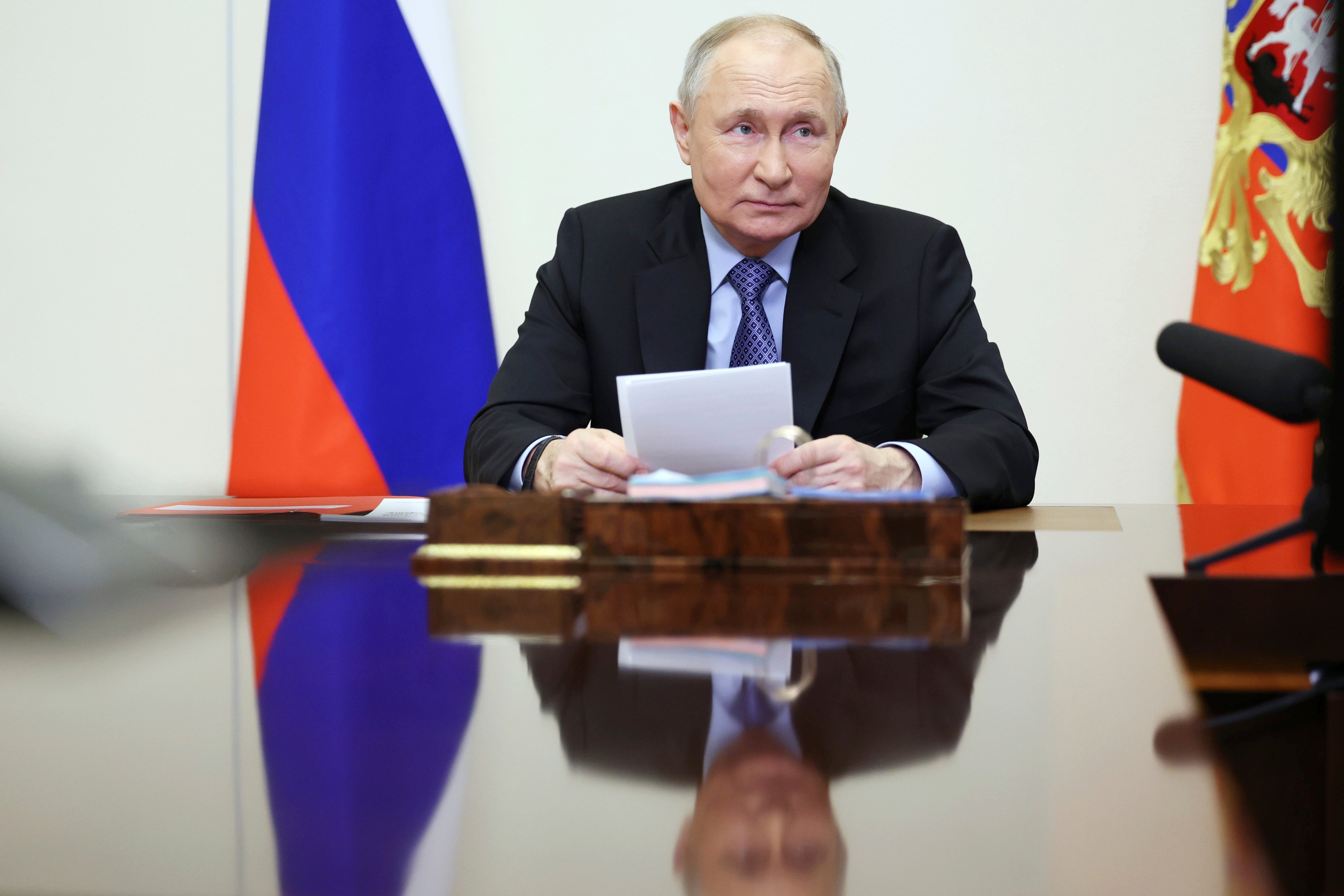 Russian President Vladimir Putin chairs the Security Council meeting