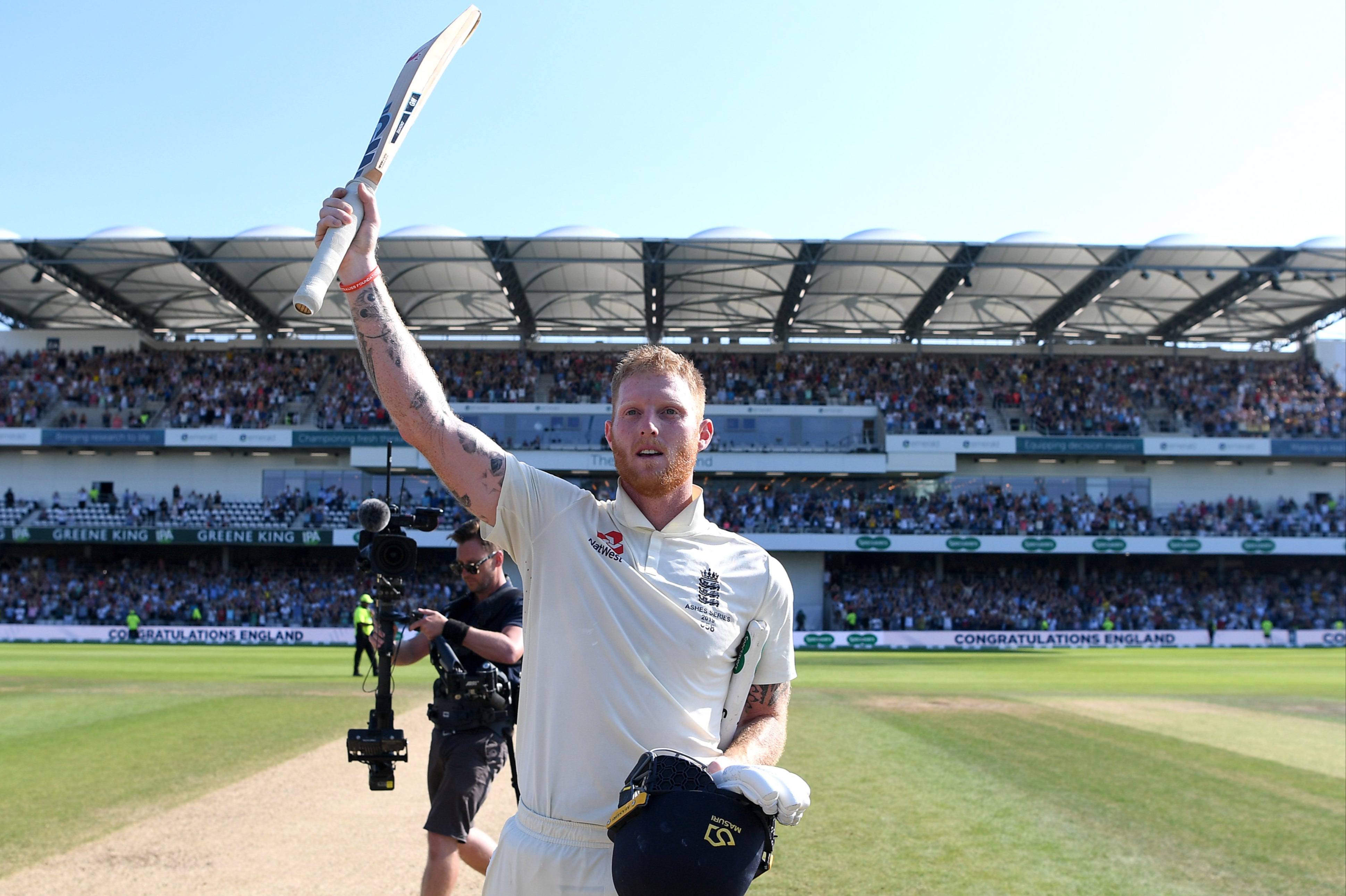 Stokes salutes the Headingley crowd after his legendary knock in the 2019 Ashes