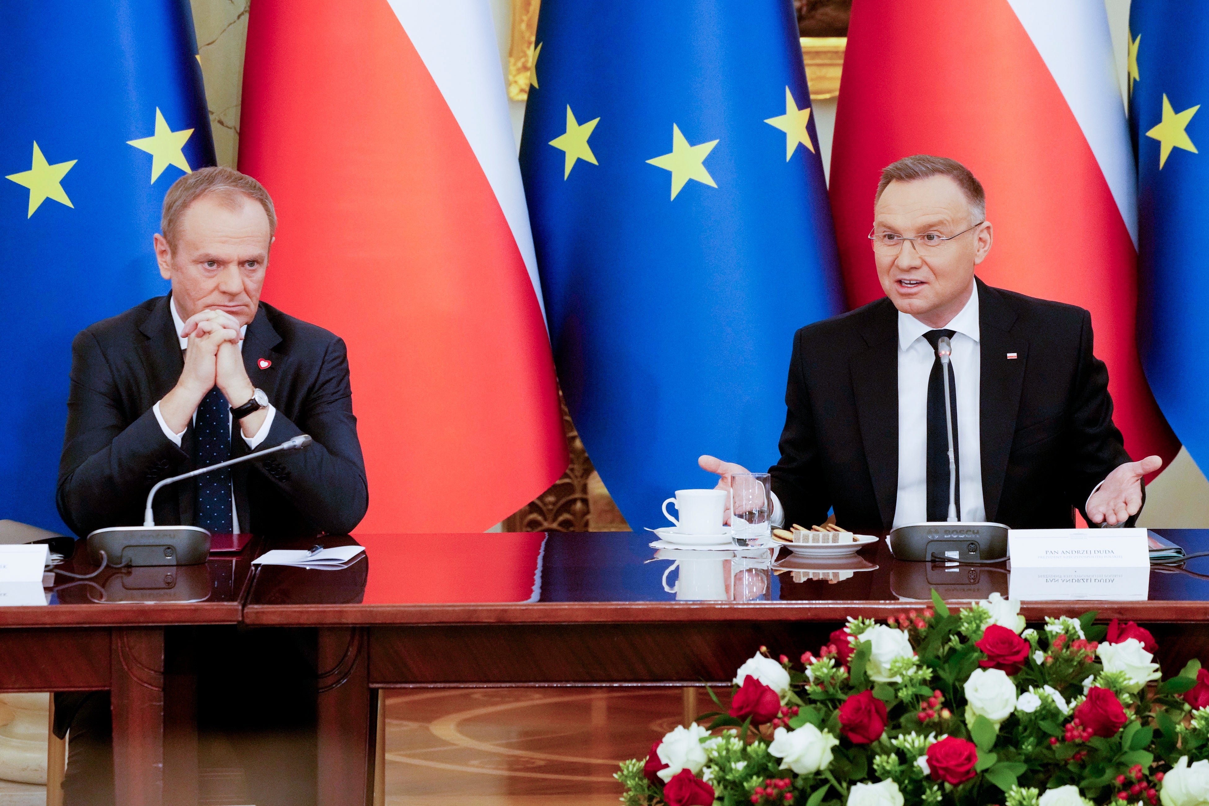 Donald Tusk, left and Andrzej Duda, right.