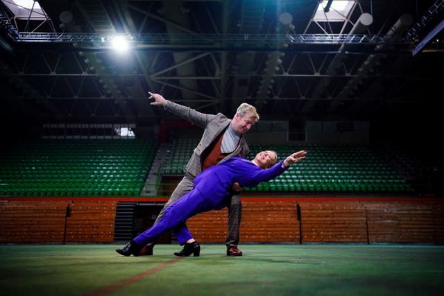<p>Jayne Torvill and Christopher Dean back in Sarajevo, where they won gold in 1984 </p>