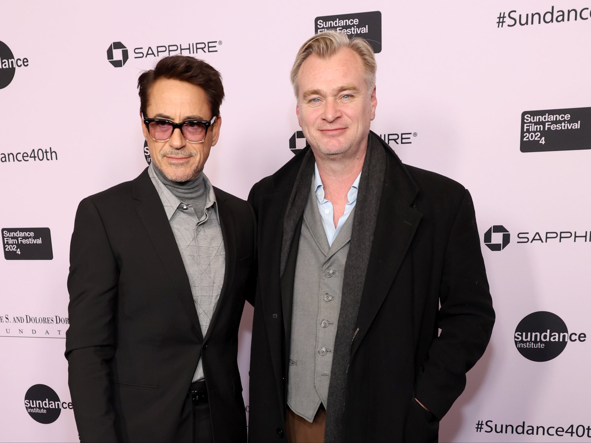 Robert Downey Jr. and Christopher Nolan at the 2024 Sundance Film Festival
